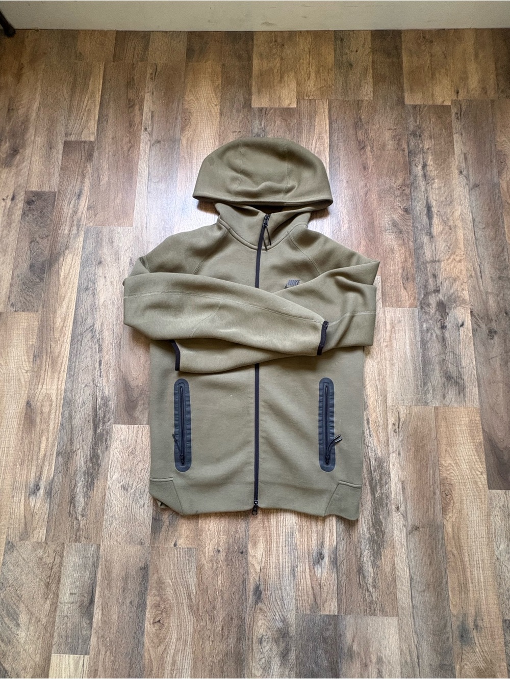 Nike Kids Olive Green Hooded Zip Jacket